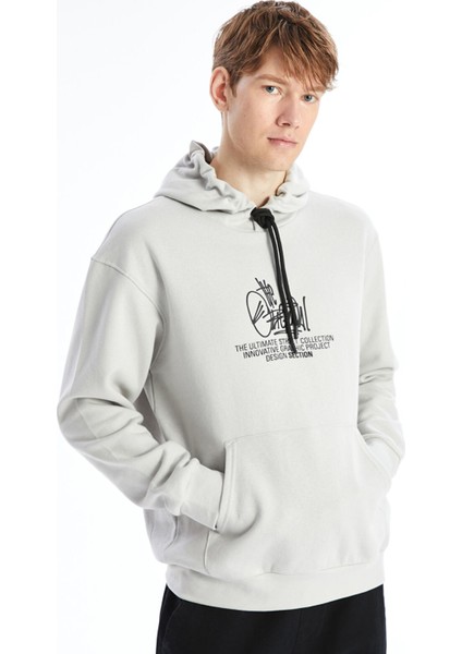 Yeni Sezon Uzun Kollu Baskılı Erkek Kalın Hoodie
