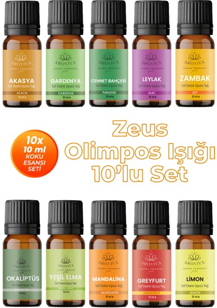 Zeus Olimpos Işığı 10'lu Set Oda Kokusu Esansı (10X10ML)