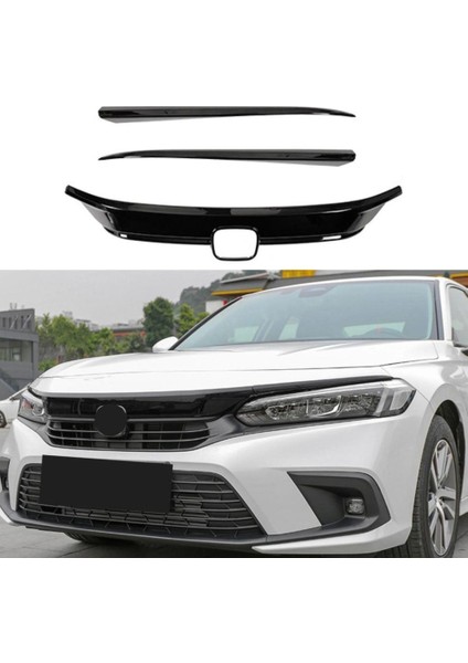 Honda Civic Fe1 Ön Panjur Kaplama Piano Black 3 Parça 2022-