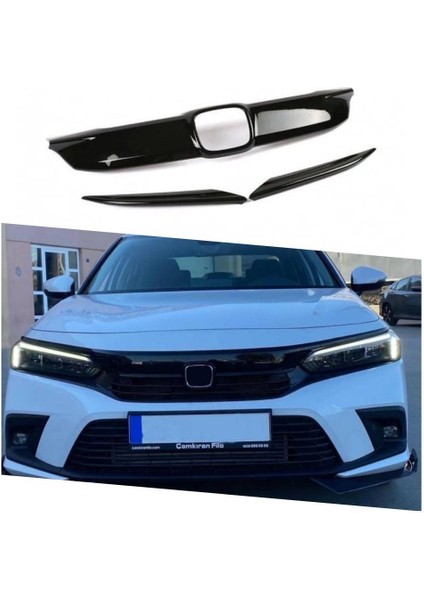 Honda Civic Fe1 Ön Panjur Kaplama Piano Black 3 Parça 2022- fırsatları