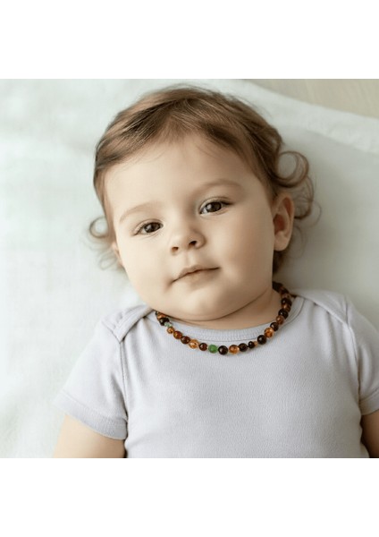 Yeşil Kırmızı Renk Natural Form Doğal Damla Kehribar Taşlı Bebek Diş Kolyesi modelleri