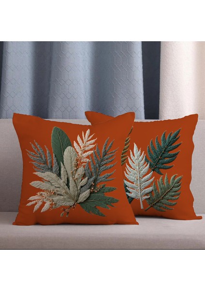 2 Li Kombin Nakış Desenli 3 Boyutlu Dijital Baskılı Kırlent Kılıfı