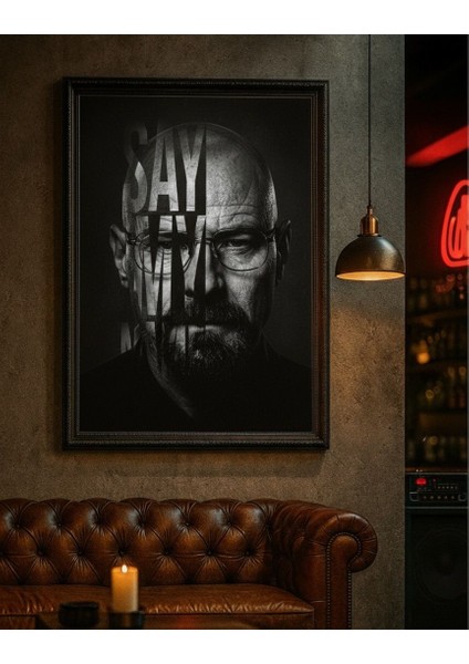 Say My Name – Sinematik Siyah Beyaz Premium Duvar Tablosu (Çerçeveli)