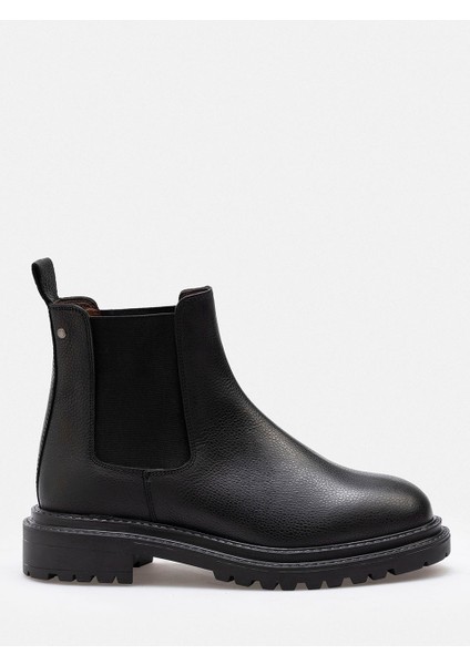 Siyah Flotter Hakiki Deri Soft Chelsea Kadın Bot