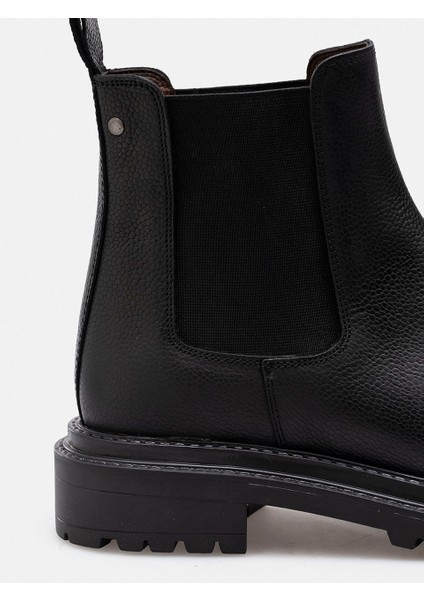 Siyah Flotter Hakiki Deri Soft Chelsea Kadın Bot