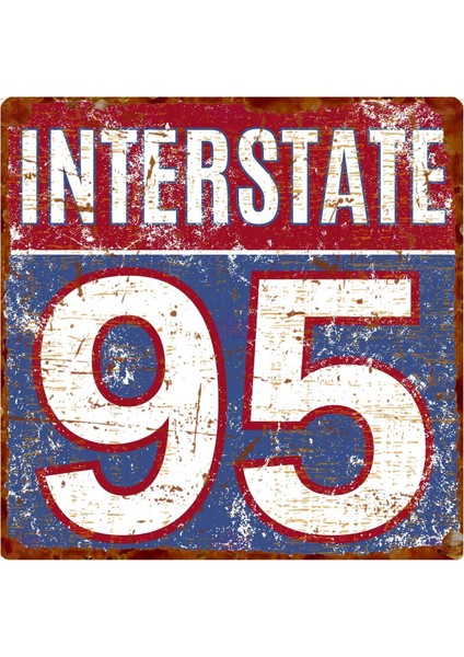 Amerikan Stil Interstate 95 Tabela – Retro Pas Görünümlü Dekoratif Alüminyum Levha