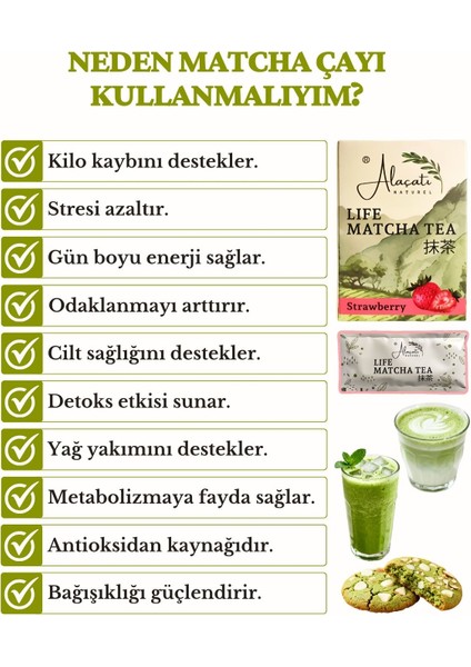 Matcha Çayı Çilek Aromalı Diyet Form Detox Destekleyici 20 Saşe - Strawberry Matcha Tea fiyatları