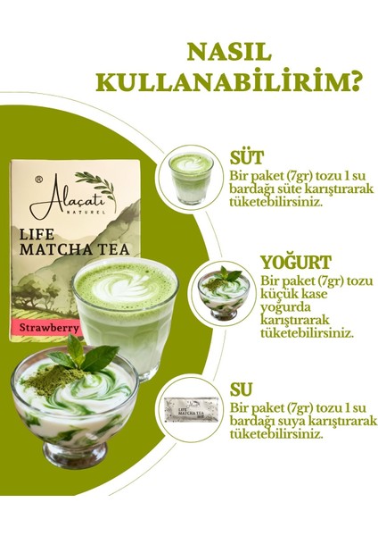 Matcha Çayı Çilek Aromalı Diyet Form Detox Destekleyici 20 Saşe - Strawberry Matcha Tea modelleri