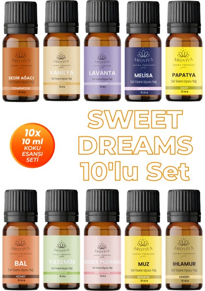 Sweet Dreams 10'lu Set Oda Kokusu Esansı - Uyku Yardımcısı (10X10ML)