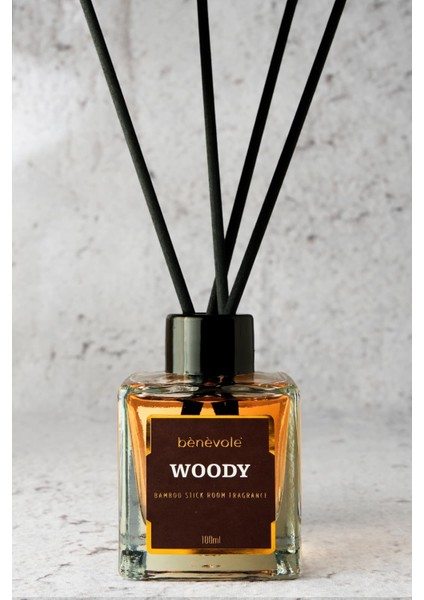 Woody Bambu Çubuklu Oda KOKUSU100 ml / Odunsu, Vanilya ve Amber Notaları
