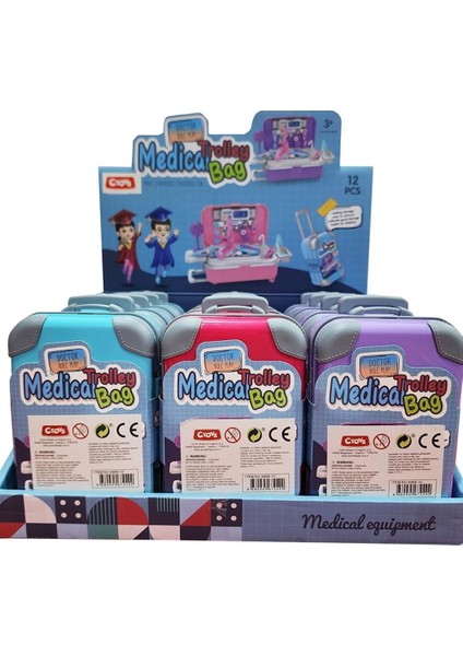 Oyuncak Mini Çekçekli Doktor Çantası 12 Li Stant CTOY-9988-10