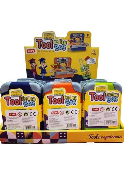 Oyuncak Mini Çekçekli Tamir Çantası 12 Li Stant CTOY-9988-8