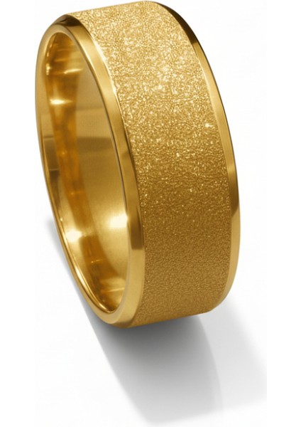 Altın Renk Zarif Tasarım 316L Kalite Paslanmaz Çelik Kadın Yüzük Alyans - 23 Ölçü