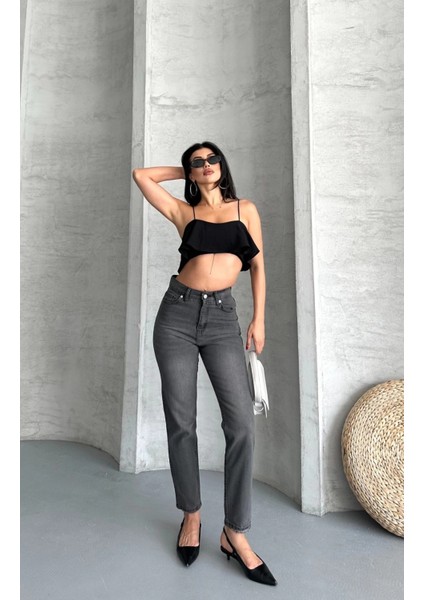 Lvsqvr Mom Fit Enzim Taş Yıkama Jeans Pantolon Füme D2006 (Beden: 34) modelleri