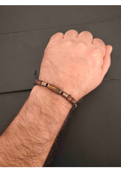 Fosilli Natürel Damla Kehribar-Kızılkaplangözü Doğaltaş Bileklik Takı Aksesuar Erkek Bileklik fiyatları