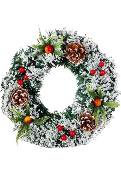 El Yapımı Noel Çelengi – Suni Kar Efekti, Çam Kozalakları ve Kırmızı Yemiş Detaylı | Iç & Dış Mekan Uyumlu Şenlikli Yılbaşı Kapı ve Ev Dekoru | Elektriksiz, Plastik, Tüysüz Tasarım (1 Adet)