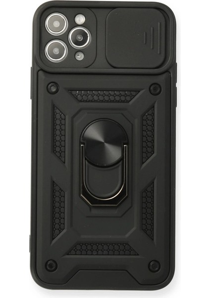 Iphone 11 Pro Max Kılıf Pars Lens Yüzüklü Silikon - Siyah