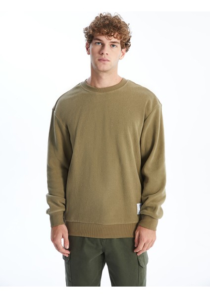 Yeni Sezon Bisiklet Yaka Uzun Kollu Polar Erkek Kalın Sweatshirt