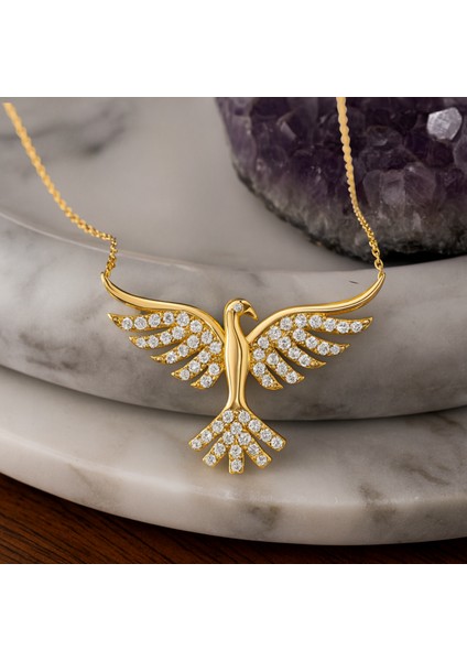 14 Ayar Altın Anka Kuşu Kolye