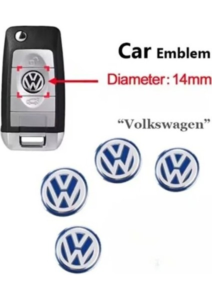 Volkswagen Polo Golf Passat Tiguan Arteon Touareg Caddy Jetta Kumanda Logo Çap 14 mm 4 Adet A Kalite