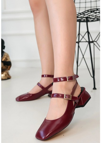 Karmi Mürdüm Cilt Topuklu Ayakkabı indirimleri