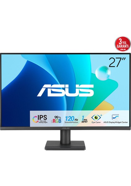 Asus VA279HG 27 IPS 1920X1080 1ms 120Hz 300CD HDMI VGA Vesa 3yıl Eyecare,flıcker-Free,düşük Mavi Işık, 99%srgb, Çerçevesiz Monitör