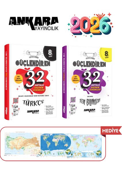 8.sınıf 32 Haftalık Kazanım Türkçe - Fen Deneme