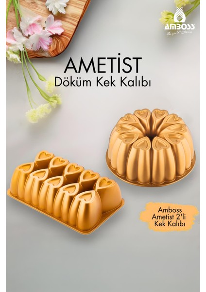 Ametist 2 Parça Döküm Kek Kalıbı ( Gold )