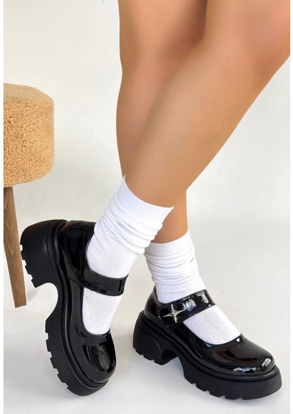 Lvsqvr Siyat Siyah Rugan Dolgu Topuk Oxford Ayakkabı (Numara: 37) modelleri