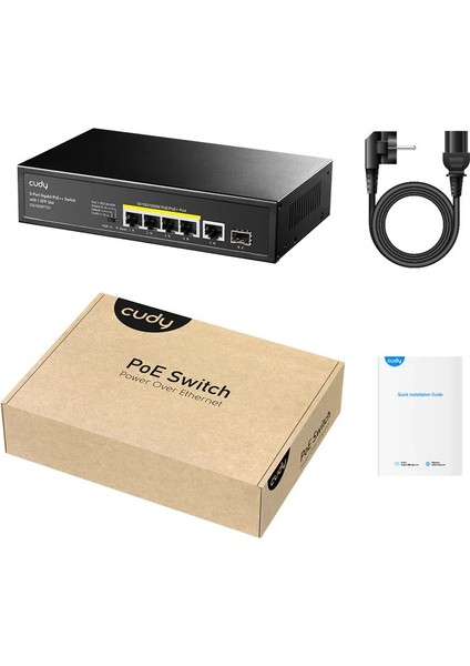 Cudy GS1005PTS1 5 Port 10/100/1000 4 Port Poe+ 1 Port Uplınk+ 1 Sfp 120W Yonetılemez Desktop Swıtch