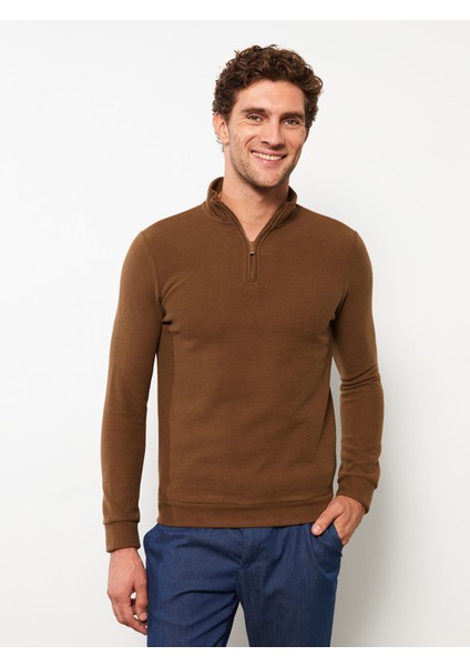 Yeni Sezon Rahat Kalıp Dik Yaka Uzun Kollu Erkek Sweatshirt