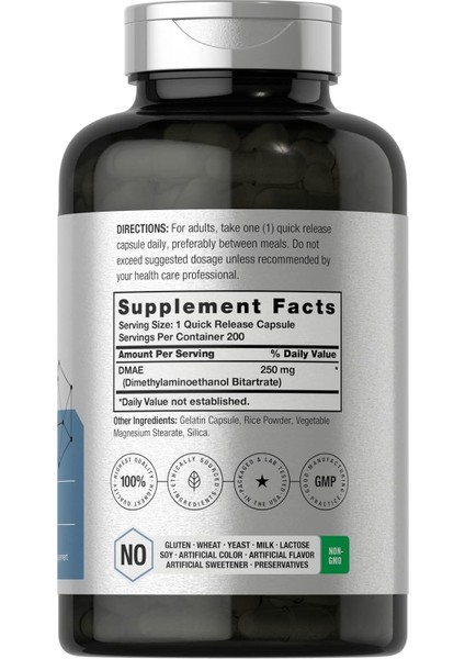 Dmae Dimethylaminoethanol Bitartrate 250 Mg 200 Caps modelleri