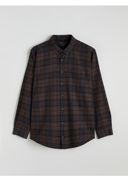 Yeni Sezon Regular Fit Uzun Kollu Ekose Gabardin Erkek Gömlek