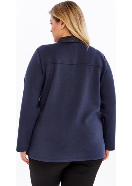 Kot Garnili Lacivert Büyük Beden Kadın Gömlek Ceket indirimleri