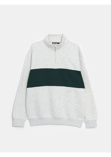 Yeni Sezon Dik Yaka Uzun Kollu Renk Bloklu Erkek Sweatshirt indirimleri