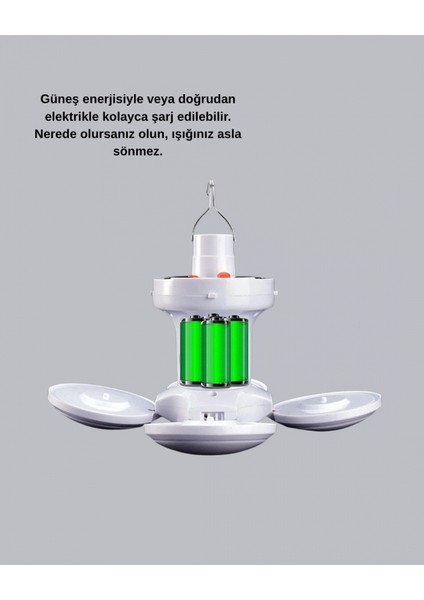 Güneş Enerjili ve USB Şarjlı LED Kamp Lambası – 5 Farklı Işık Modlu, Askılı Tasarım modelleri