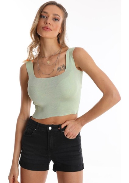 U Yaka Standart Beden Basic Yazlık Mavi Triko Bluz fiyatları