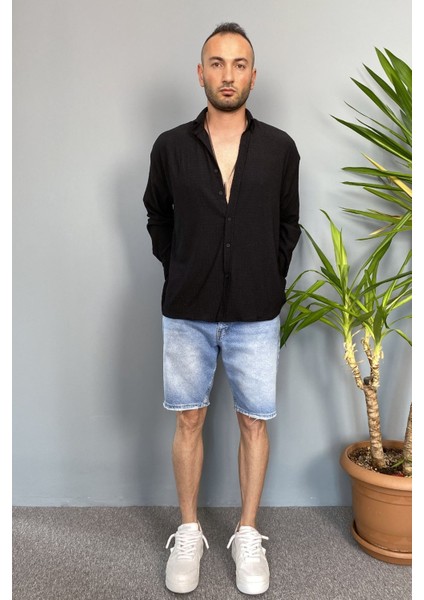 Kırinkıl Kumaş Oversize Yumuşak Dokulu Mavi Gömlek modelleri