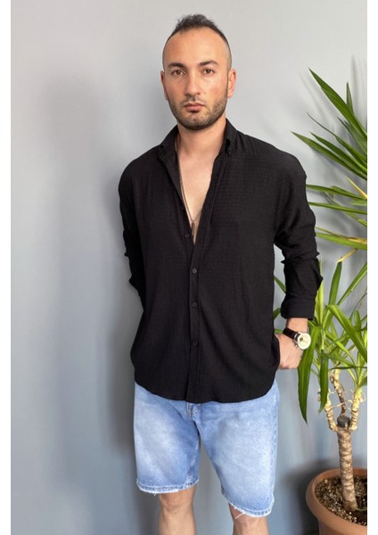 Kırinkıl Kumaş Oversize Yumuşak Dokulu Mavi Gömlek fırsatları