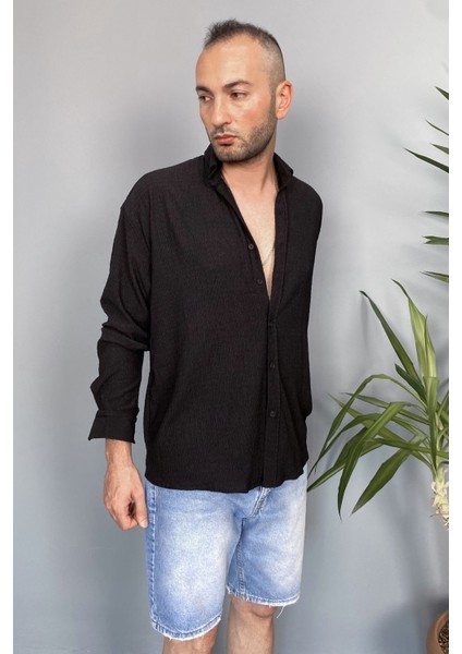 Kırinkıl Kumaş Oversize Yumuşak Dokulu Mavi Gömlek indirimleri