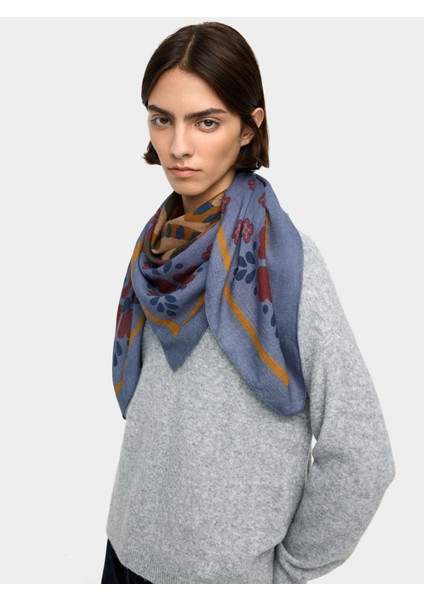 Yün Karışımlı Kare Desenli Eşarp