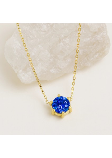 14 Ayar Altın Kişiye Özel Renkli Tektaş Doğum Taşı Kolye modelleri