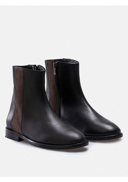 Siyah Hakiki Deri Fermuarlı Kadın Bot fiyatları