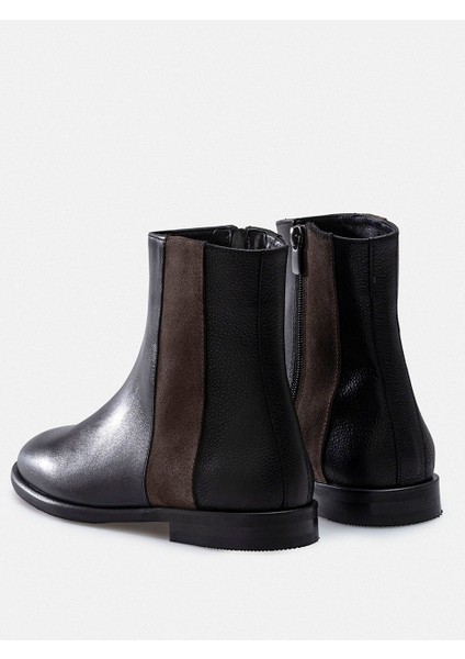 Siyah Hakiki Deri Fermuarlı Kadın Bot fırsatları