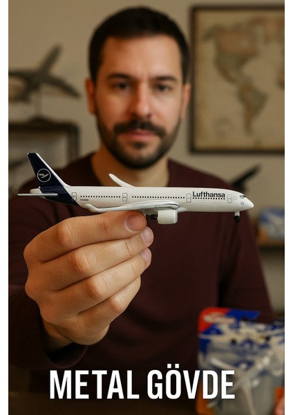 Metal Gövde Majorette Lufthansa Airbus A350 900 Ucak Modeli 11 cm Serbest Tekerlek 1:64 Ölçek