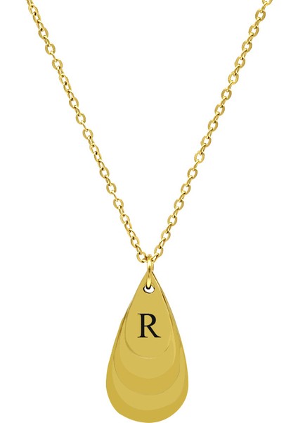 Altın Renk Su Damlası Tasarım Aile Temalı Kişiye Özel Çelik Kadın Kolye - En Fazla 5 Isim fırsatları