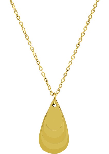 Altın Renk Su Damlası Tasarım Aile Temalı Kişiye Özel Çelik Kadın Kolye - En Fazla 5 Isim indirimleri