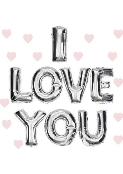 Ieg® I Love You Folyo Balon Gümüş Renk 35 cm (4887)