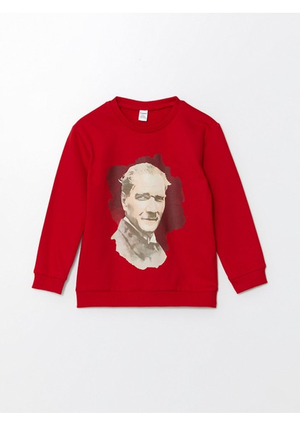 Yeni Sezon Bisiklet Yaka Atatürk Baskılı Erkek Bebek Sweatshirt fırsatları