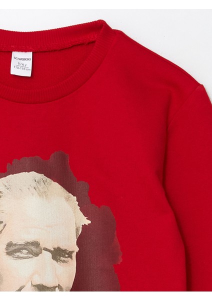 Yeni Sezon Bisiklet Yaka Atatürk Baskılı Erkek Bebek Sweatshirt indirimleri